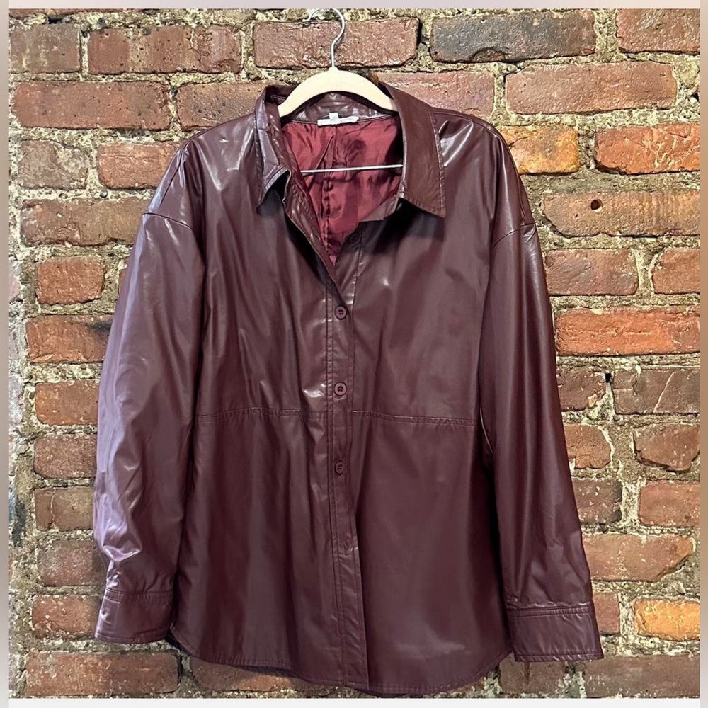 Maroon Pu Leather Shacket